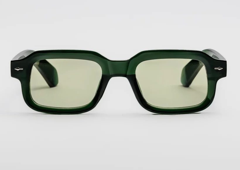 SeeTrue ISAH frame, green acetate with olive lenses